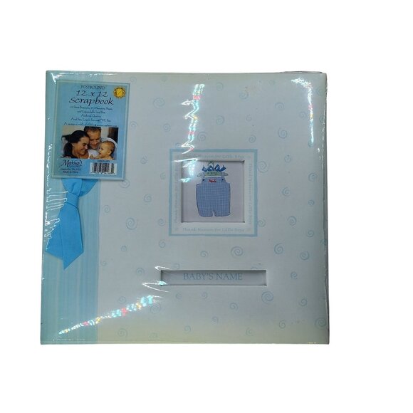 Baby Boy Scrapbook By Markings 12" x 12" Blue and White - Picture 1 of 7